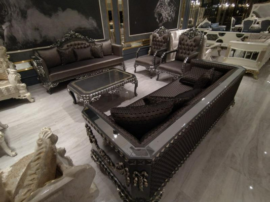 Design Mebel Zestaw do salonu Zestaw sofowy 2x Sofa + 2x Fotel + Zestaw kawowy