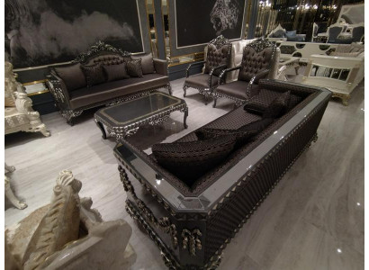 Design Mebel Zestaw do salonu Zestaw sofowy 2x Sofa + 2x Fotel + Zestaw kawowy