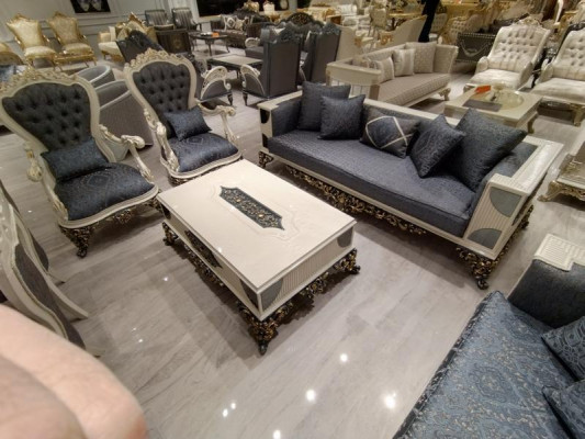 Designerski zestaw do salonu 2x sofy, stylowy luksusowy zestaw do salonu Fotel