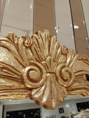 Klasyczny Stół obiadowy + 6x Krzesła + Kredens z Lustro Gold Drewno Kredens Nowość