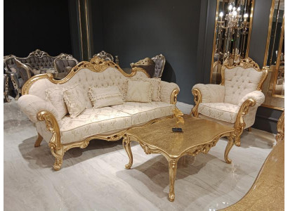Zestaw sofowy 3+3+1 miejsce do siedzenia Chesterfield w stylu barokowym Ustaw zestaw 3 sztuki. sofa