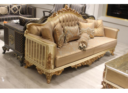 Zestaw sofowy 3+3 miejsce do siedzenia Zestaw do salonu Sofa Gold Chesterfield Włókienniczy Nowość