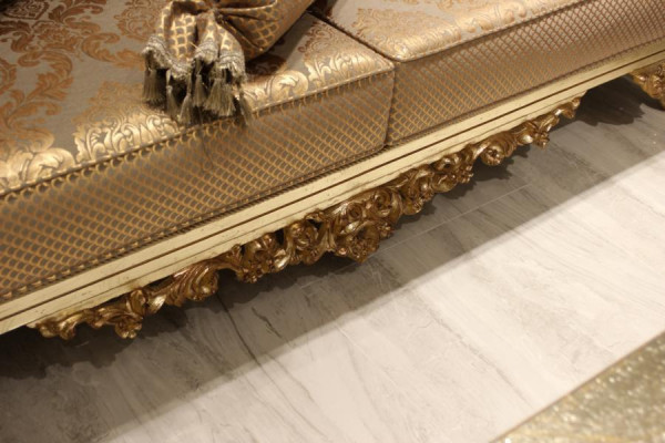 Zestaw Sof Chesterfield 3+1+1 Grupa Kompletny Zestaw Sofa Fotel Złota Włókienniczy Ustawić