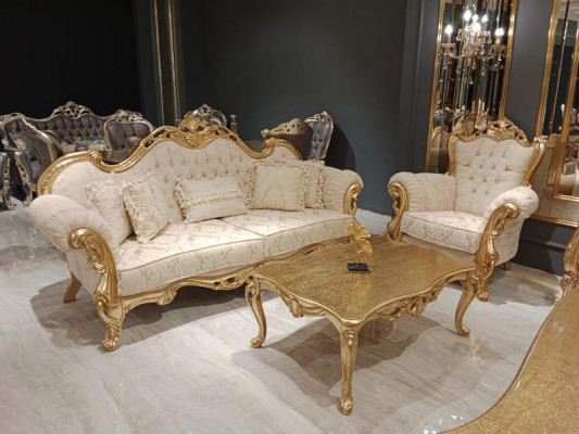 Chesterfield Luxury Zestaw sofowy 3+1+1 miejsce do siedzenia Relaks Fotel Couch 3-częściowy. Włókienniczy Nowy