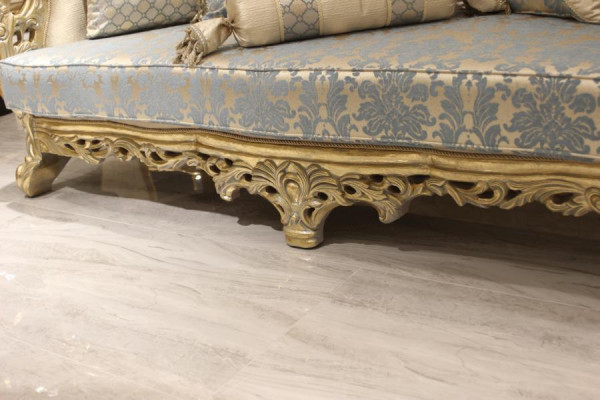 Chesterfield Sofa 3 miejsce do siedzenia Podkładka Sofa Classic Włókienniczy Drewno Nowe