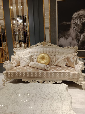 Elegancka Sofa 3 miejsce do siedzenia Noble Stylowe Meble do Salonu Sofa Beżowa Nowość