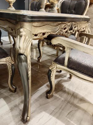 Designerska jadalnia Meble Stół obiadowy z Drewno Tabela Gold Platz dla 6 osób