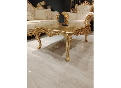stolik kawowy stoły Chesterfield Tabela Design Luxury Meble Gold Drewno Salon Nowość