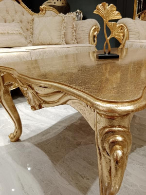 stolik kawowy stoły Chesterfield Tabela Design Luxury Meble Gold Drewno Salon Nowość