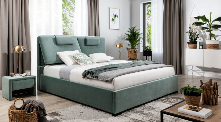 Kompletna Sypialnia Ustawić 3szt. Podwójne łóżko Designer 2x Szafki nocne