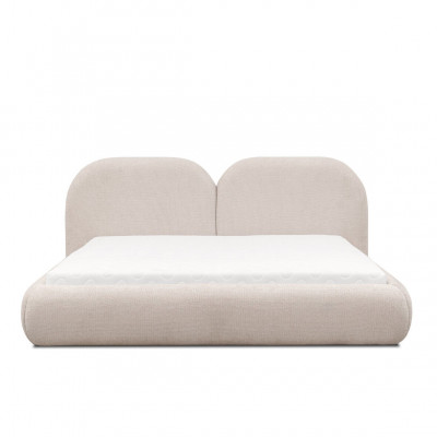 Beżowa Sypialnia Podwójne łóżko Round Textile Zatytuł Łóżka Tapicerowane Nowość