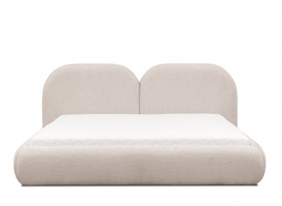 Beżowa Sypialnia Podwójne łóżko Round Textile Zatytuł Łóżka Tapicerowane Nowość
