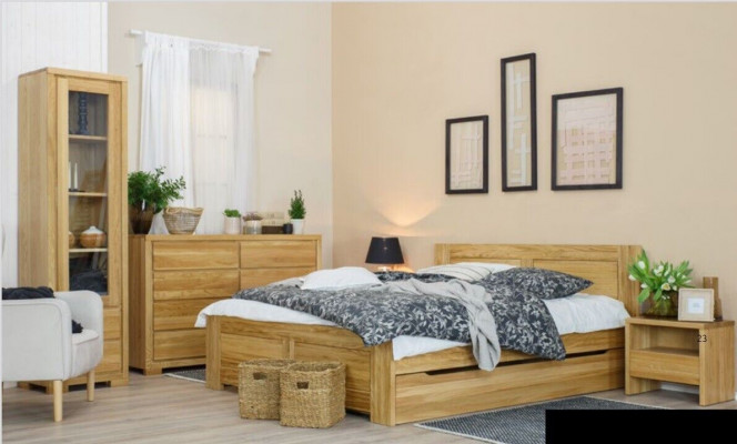Sypialnia Łóżko Drewniane Oryginalne Drewno Łóżko Łóżko Hotelowe 180x200 cm Styl Masywne Meble