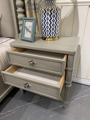 Stolik nocny Design Stoły boczne Sleep Pokój Drewno Konsole Meble Luxury Grey