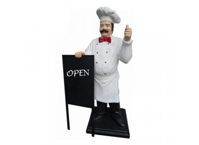 Rzeźba reklamowa Menu szefa kuchni Dekoracja tablicy ogłoszeń Statua restauracji Nowość