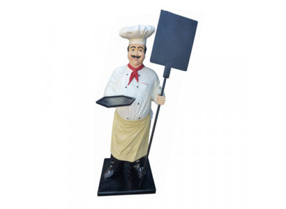 Figurka szefa kuchni, statua, rzeźba reklamowa, tablica menu, wyświetlacz reklamowy, dekoracja menu
