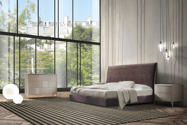 Łóżko + 2x Stolik nocny 3 szt. Sypialnia Zestaw Design Modern Luxury Italy Meble nowe
