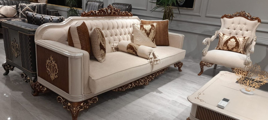 Klasyczny zestaw kanapowy 4 sztuki. Zestaw 311 Siedziba + stolik kawowy sofa barokowa rokoko