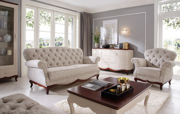 Sofa dwuosobowa Chesterfield Meble do salonu Włókienniczy Poduszka na siedzisko