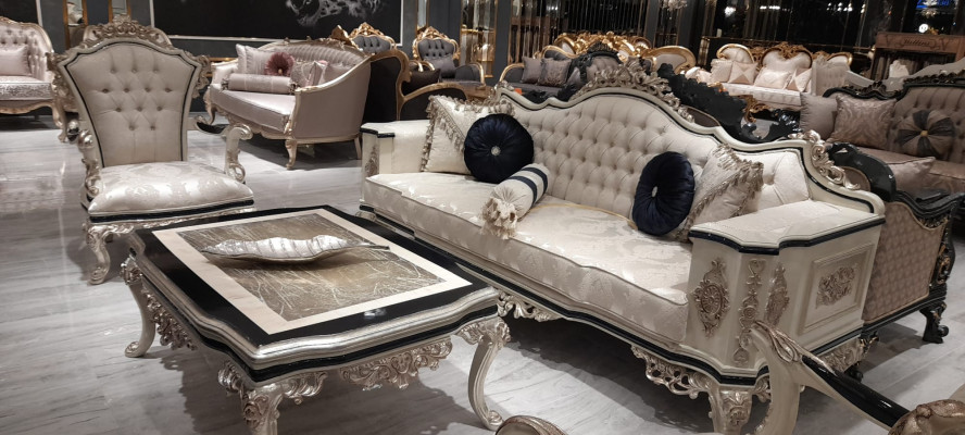 Chesterfield Zestaw sofowy zestaw 3+1 luksusowy 2-częściowy. Materiałowa sofa do salonu