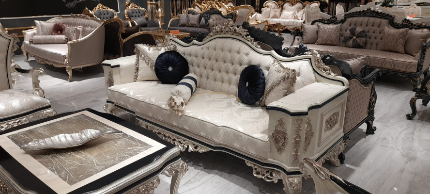 Chesterfield Sofa Kanapa 3-osobowa Podkładka Meble Trzyosobowa Biały Nowy