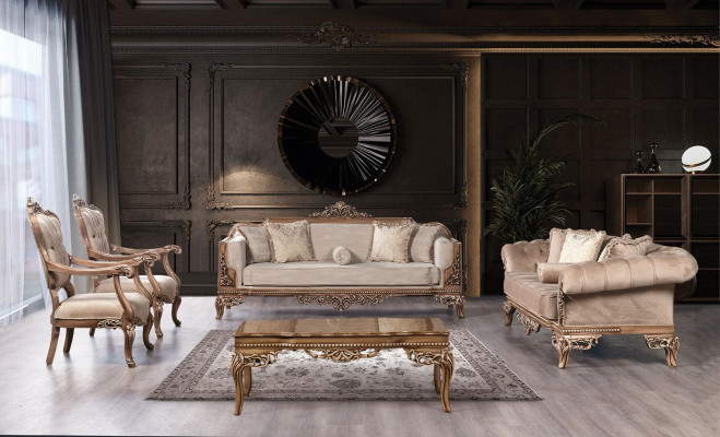 Zestaw mebli do salonu barokowego Sofa Sofa Podkładka Ustawić Tabela 5szt.