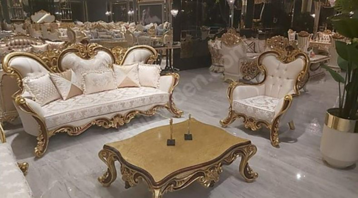 Podkładka Ustawić Chesterfield 3+1 Siedziba + stolik kawowy Drewno Baroque Rokoko