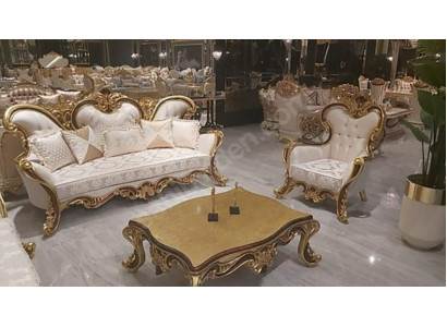 Podkładka Ustawić Chesterfield 3+1 Siedziba + stolik kawowy Drewno Baroque Rokoko