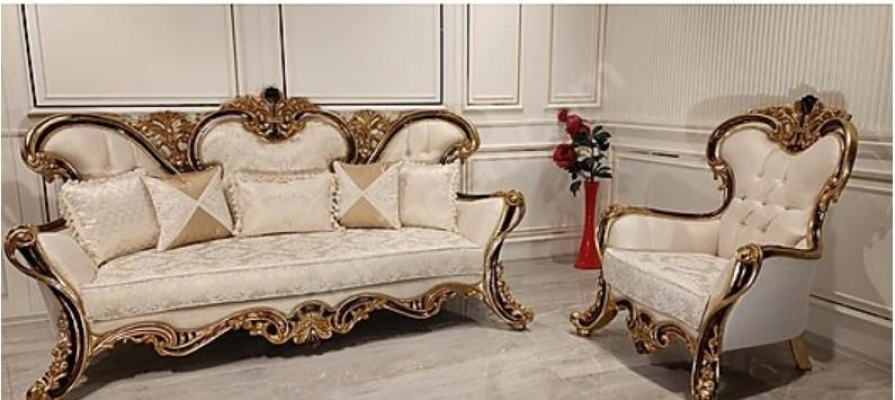 Podkładka Ustawić Chesterfield 3+1 Siedziba + stolik kawowy Drewno Baroque Rokoko