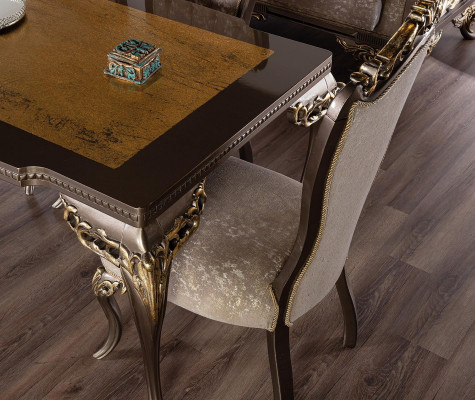 Brown Chesterfield Luxury Krzesła Designerski Stół obiadowy Exclusive jadalnia Meble