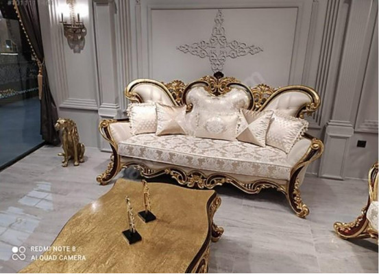 Podkładka Ustawić Chesterfield 3+1 Siedziba + stolik kawowy Drewno Baroque Rokoko