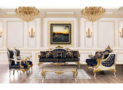 Royal Blue Couch Zestaw sofowy Zestaw sofowy stolik kawowy Meble Sofa 5-częściowa