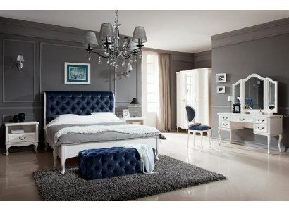 Zestaw Sypialnia Designer Chesterfield Łóżko Szafki nocne Kredens Szafa Meble