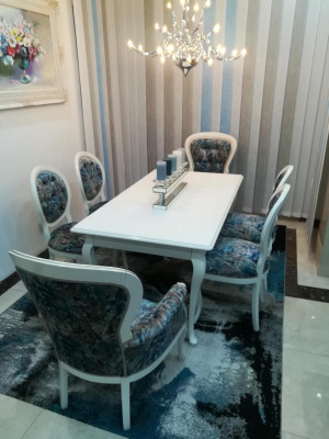 Stół obiadowy designerskie fotele Siedziba Krzesło Ustawić Tabela + 4 Krzesła Zestaw jadalnia
