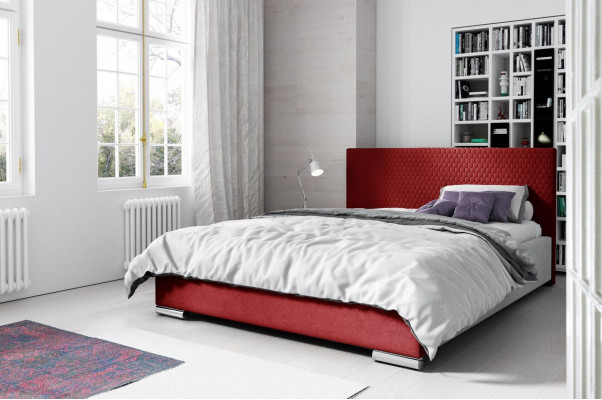 Rama łóżka Podwójne łóżko Łóżko Czerwone Łóżko podwójne łóżka tapicerowane Modern Polyester 180cm