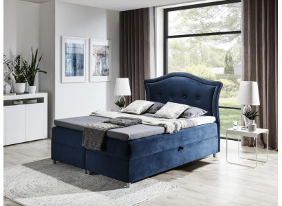 Łóżko materiałowe skrzyniowe Włókienniczy Design Double Hotel Modern Sypialnia Łóżko łóżka