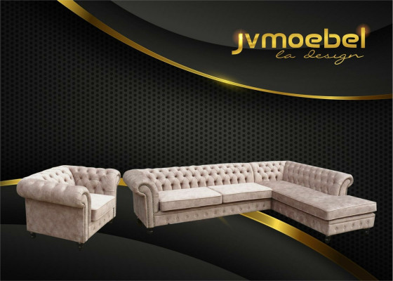 Narożnikowa kanapa Sofa Kanapa Podkładka Chesterfield Design Luxury Meble Ustawić