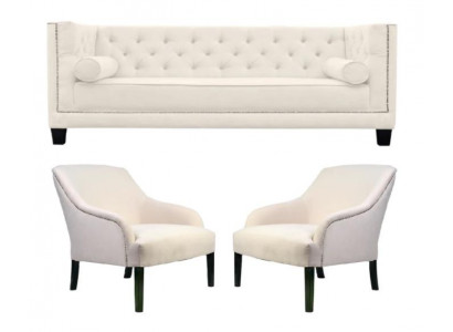 Biały Chesterfield Fotel xxl Big Włókienniczy Materiał Kanapy Creative Meble Nowe Sofy