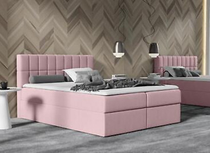 Łóżko Pink Material Box Łóżko Włókiennicze Design Double Hotel Modern z Podstawa łóżka
