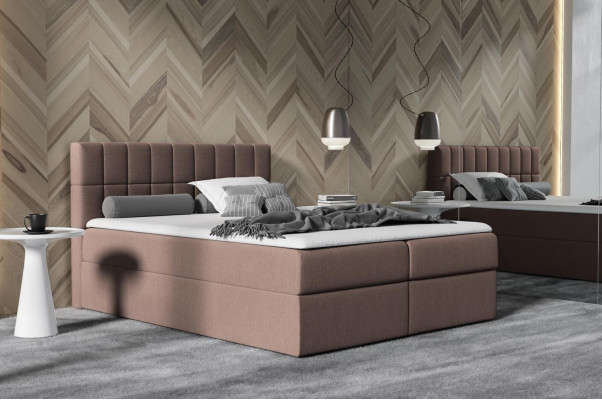 Łóżko Pink Material Box Łóżko Włókiennicze Design Double Hotel Modern z Podstawa łóżka