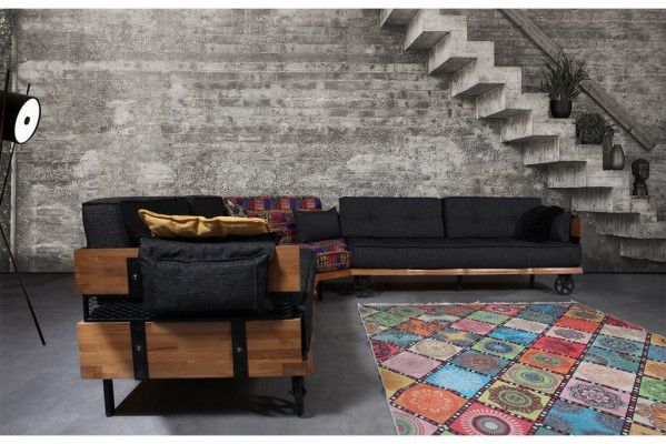 Sofa Loft Podkładka Narożnikowa kanapa Meble na kółkach Narożne sofy Zestaw narożny Sofa 2-częściowa.