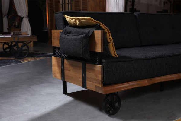 Sofa Loft Podkładka Narożnikowa kanapa Meble na kółkach Narożne sofy Zestaw narożny Sofa 2-częściowa.