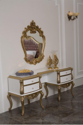 Royal Toaletka do konsoli Baroque Lustro Kredens Drewno 2-częściowa