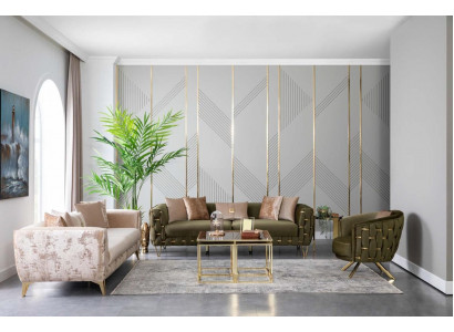Luksusowy zestaw sofowy 3 sztuki. Zestaw Meble Kanapa Sofa Ustawić Kompletne Zestawy Materiałowe
