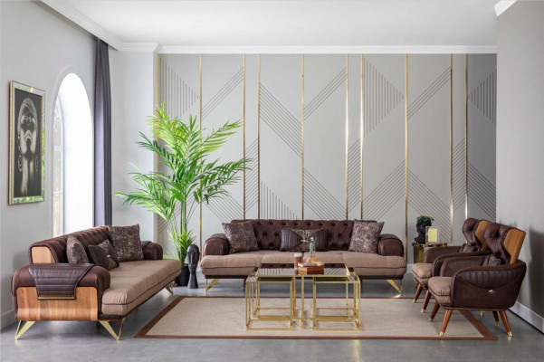 Sofa trzyosobowa Chesterfield brązowa Meble Podkładka Sofy meblowe