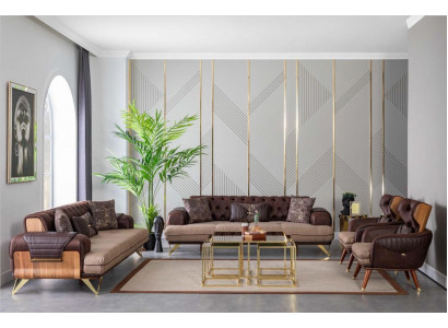 Chesterfield Zestaw sofowy zestaw 4 sztuki. Podkładka Meble Sofa Kanapa Zestaw Leżanek
