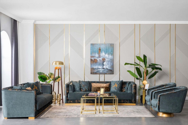 Luksusowy zestaw mebli do salonu Zestaw sofowy Ustaw Włókienniczy Kanapy