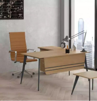 Meble biurowe drewniane Biurko narożne Designerski stół roboczy Biuro Tabela