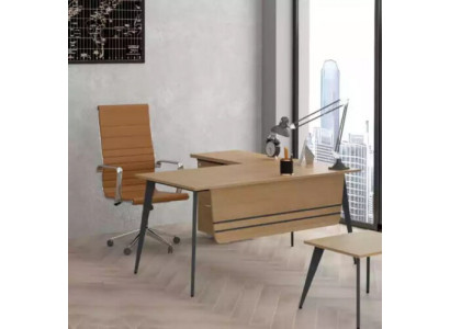 Meble biurowe drewniane Biurko narożne Designerski stół roboczy Biuro Tabela