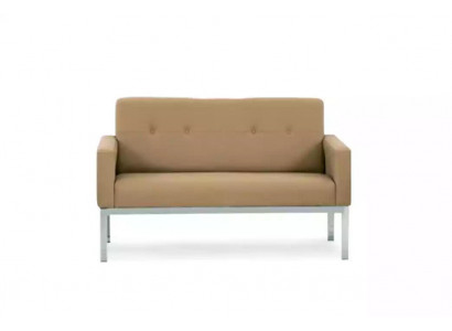 Beżowy dwumiejscowy mebel biurowy kanapa tapicerowana z ramą drewnianą Włókienniczy mebel